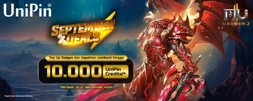 MU Origins 2 September Deals! Top Up Badges dan Dapatkan Cashback Seru hingga 10.000 UniPin Credits!